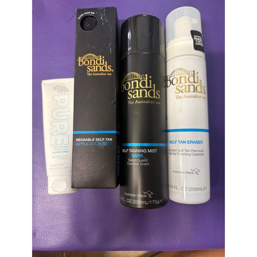 Bondi Sands Self Tanning Set Dark Mist Eraser PURE Sleep Mask & Reusable Mitt
